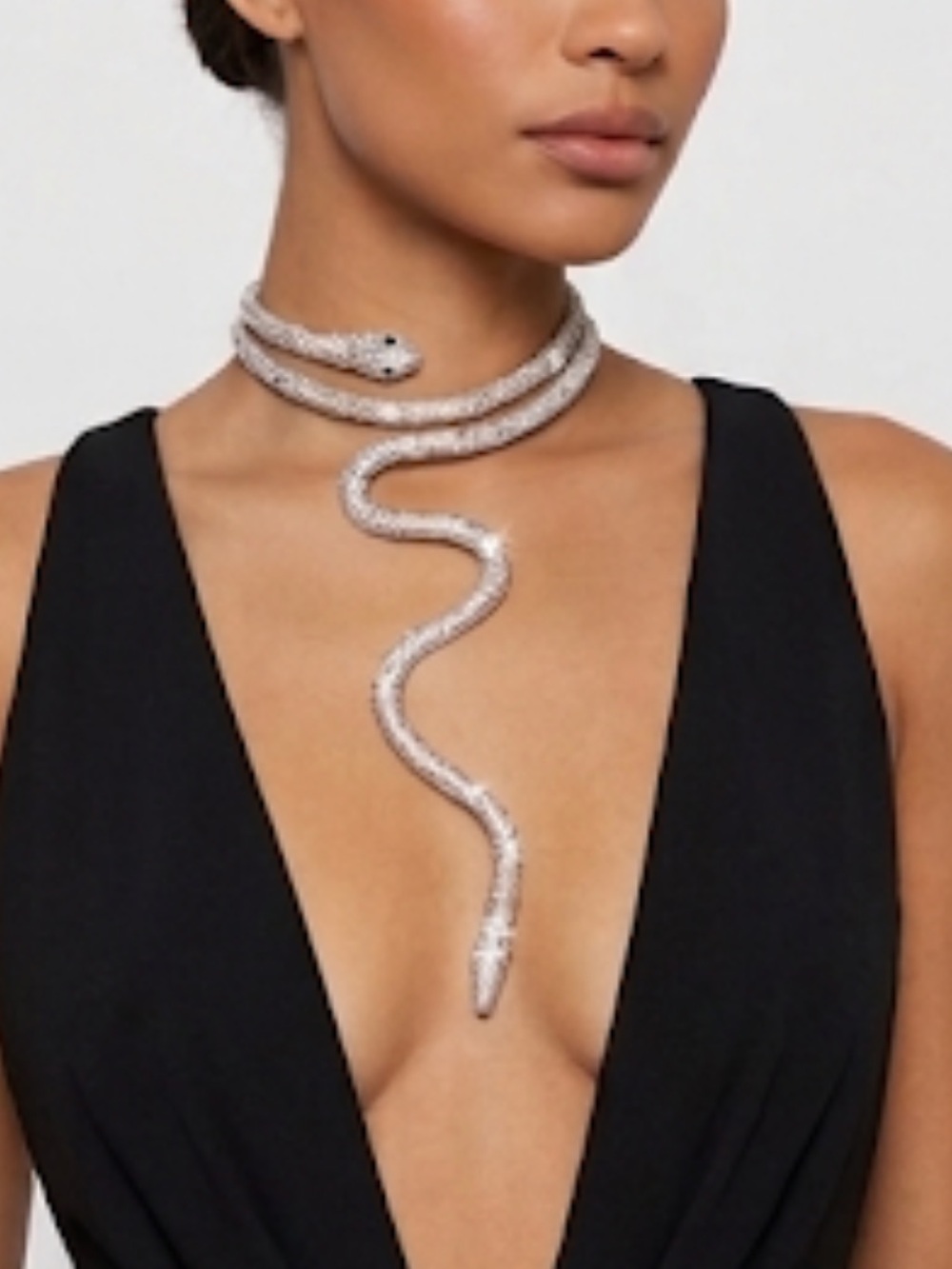Sparkling Rhinestone Snake Choker Necklace Bendable Medusa Goth Edgy Grunge